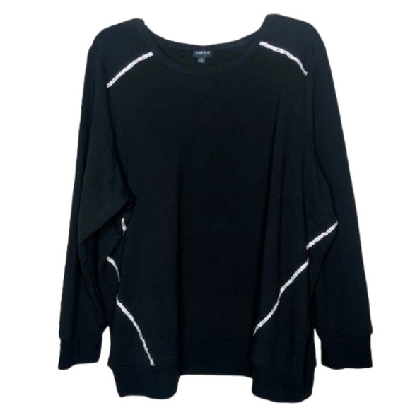 Torrid Fleece Sweatshirt w/Rhinestones - Black - 3 - Picture 4 of 12